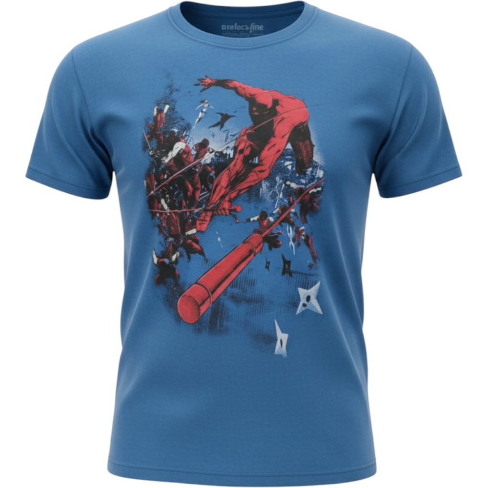 Marvel Daredevil WeLoveFine Graphic T-Shirt Mens Medium Blue Ninja Battle Tee